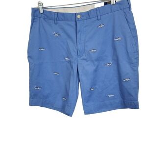 Look! Cute Sharks! Polo by Ralph Lauren Blue Shark Embroidered Men's Shorts